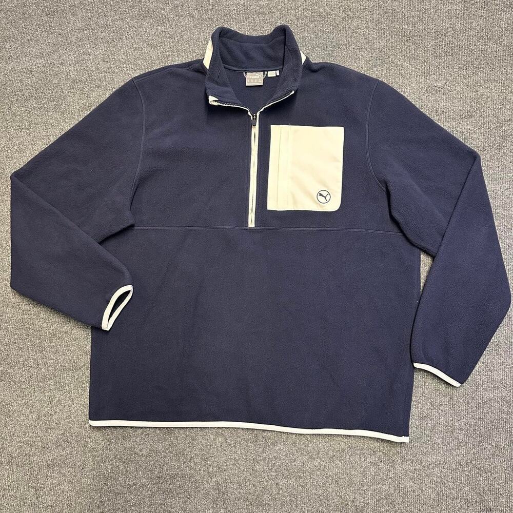 Puma Golf Men’s Fleece Quarter Zip Pullover Modern Colorblock Polar Sweater XL